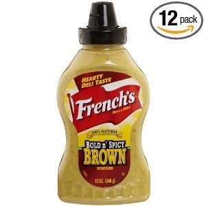 Frenchs Bold n Spicy Brown Mustard, 12 Ounce Squeeze Bottles (Pack 