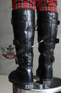 Urban Punk BUCKLE UP knee hi boots 11/11.5 LEATHER 42  