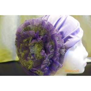   Fancy Party Headwear Turban Bonnet Hijab lavender Hat 