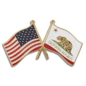  California & USA Crossed Flag Pin Jewelry