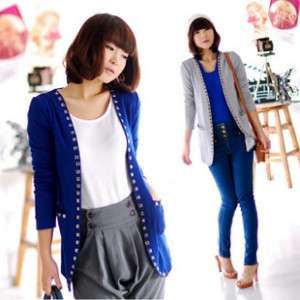 Studded Long Cardigan Jackets Tops 2 Colors #5410396  