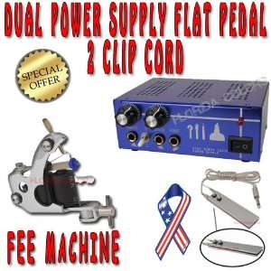  Tattoo Dual Power Supply Machine Set Foot Pedal USA 
