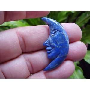  A1020 Gemqz Lapis Lazuli Carved Half Moon Drilled for 