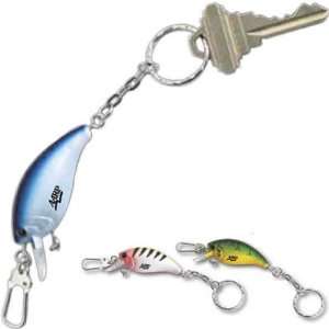  Assorted styles of fishing lure on a key chain with clasp 