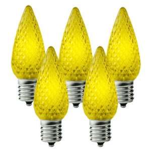 com C9 LED   Yellow   Faceted Finish   Intermediate Base   Christmas 