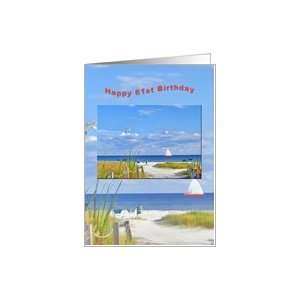  Birthday, 61st, Beach and Ocean View Card Toys & Games