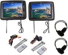 Pair Tview T120PL BK 12 Black TFT Wide Screen Headrest Car Monitors+2 