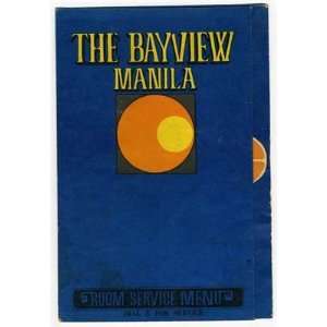    The Bayview Hotel Menu Manila Philippines 1973 