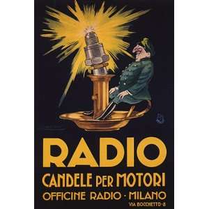  RADIO CANDELE PER MOTORI OFFICINE MILANO ITALY VINTAGE 