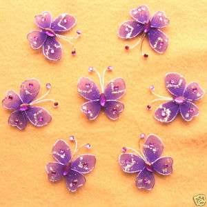 60pc Purple stocking Butterfly Wedding Decorations3.5cm  