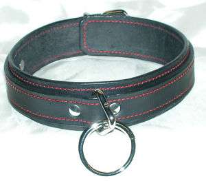 Leather Restraint Collar with red stitching  