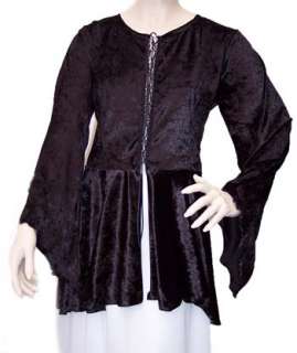 Stevie Nicks Look Black Lace Up Velvet Top SIZES 8   22  