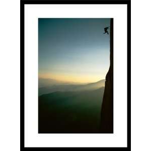 Rock Climber from the 90 Degree Face of a Mountain Wall Framed Art 