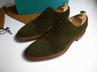 EDWARD GREEN Cadogen Loden Green Suede Brogue 9 9.5 Shoes  