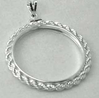 coin bezel silver round Sterling Rope 39 mm with bail  