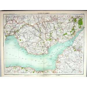  Bartholomew Map England 1891 Cardiff Wales River Severn 