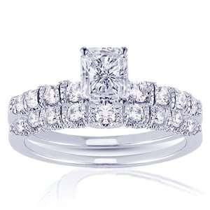   Radiant Cut Diamond Wedding Rings Set FLAWLESS Fascinating Diamonds