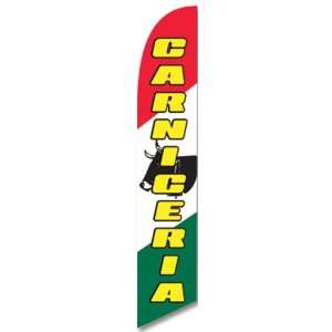  12ft x 2.5ft CARNICERIA Feather Banner Flag Set   INCLUDES 