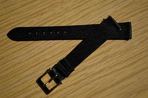 Camille Fournet 14mm Satin Watch Strap   Black with 2 buckles  