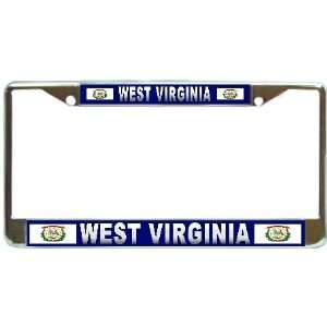   Wv Name State Flag Chrome Metal License Plate Frame Holder Automotive