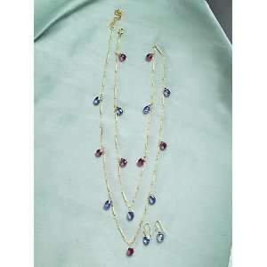  Purple & Wine Teardrop Necklace w/ Earrings Everything 