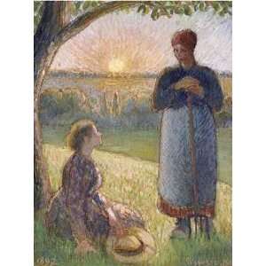  Country Women Chatting, Sunset, Eragny Camille Jacob Pissarro 