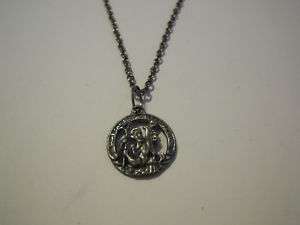 Antiqued Pewter St. Christopher on Guunmetal Necklace  
