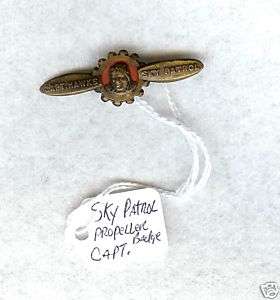 Capt Hawks, 1935 Sky Patrol Propeller Pinback, Sweet  