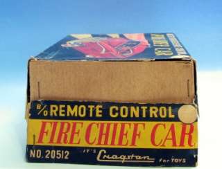 1950s Cragstan FIRE CHIEF~GM~Buick/Pontiac Tin Plate BATTERY OPERATED 