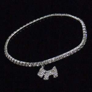   Sexy 1 Row Crystal with Dangling Dog Charm Stretch Elastic Anklet