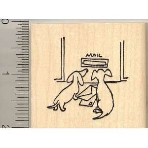    Puppies Waiting for Mail Rubber Stamp   Wood Arts, Crafts & Sewing