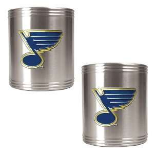 St. Louis Blues NHL 2pc Stainless Steel Can Holder Set  Primary Logo 