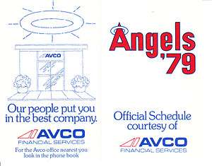   Schedule Los Angeles Angels Baseball Team 1979 Sponsored by Avco **5
