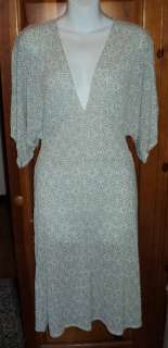 FILIPPA K Euro Gray White Print Semi Sheer V Dress S  