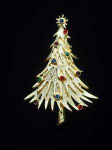 JJ Matte Gold Pewter SPIKED Christmas Tree with Jeweled Ornaments 