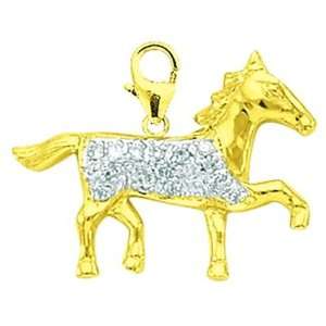   Gold 1/10ct HIJ Diamond Horse Spring Ring Charm Arts, Crafts & Sewing