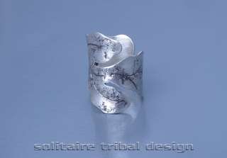 Hill Tribe   Carved Silver Hand Engraved Tribal Ring    