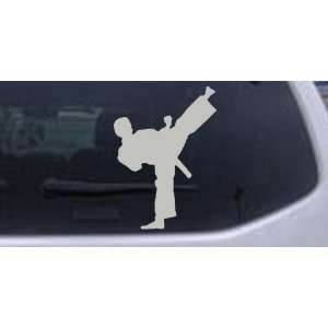 Karate Ninja Sports Car Window Wall Laptop Decal Sticker    Silver 4in 