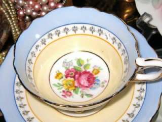 Simply Stunning Royal Stafford PINK ROSES BLUE YELLOW Tea Cup and 