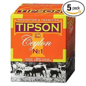 Tipson Ceylon No.1 Large Leaf Tea, 85 Gram Packages (Pack of 5 