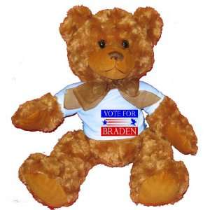  VOTE FOR BRADEN Plush Teddy Bear with BLUE T Shirt Toys & Games