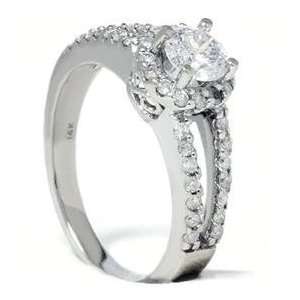  REAL 1.00CT DIAMOND SPILT SHANK WEDDING RING 14K WHITE 