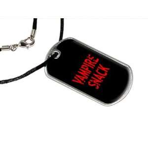  Vampire Snack   Military Dog Tag Black Satin Cord Necklace 
