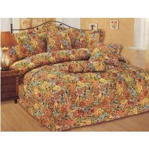  Orange Floral Print Bedding Bed in a Bag Comforter Set