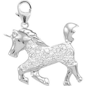   WG 1/10ct HIJ Diamond Unicorn Spring Ring Charm Arts, Crafts & Sewing