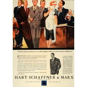  1936 Ad Hart Schaffner Cheerio Stripes College Suit Men 