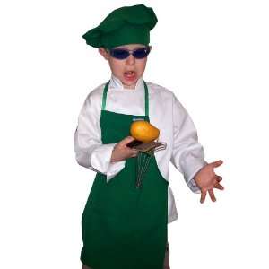  CHEFSKIN Kelly Green Set Apron + Hat Chef Costume Small 