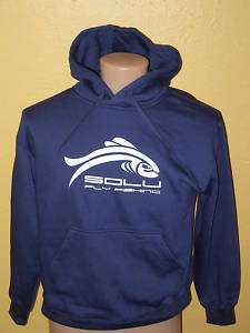 Solu Fly Fishing Hooded Sweatshirt, Navy Blue, MSRP $50  