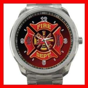 Red Firefighter Fire Fighter Rescue Sports Metal Watch  