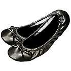 Solemates Roll Up Black Ballet Flats Slippers w Expandable Carrying 